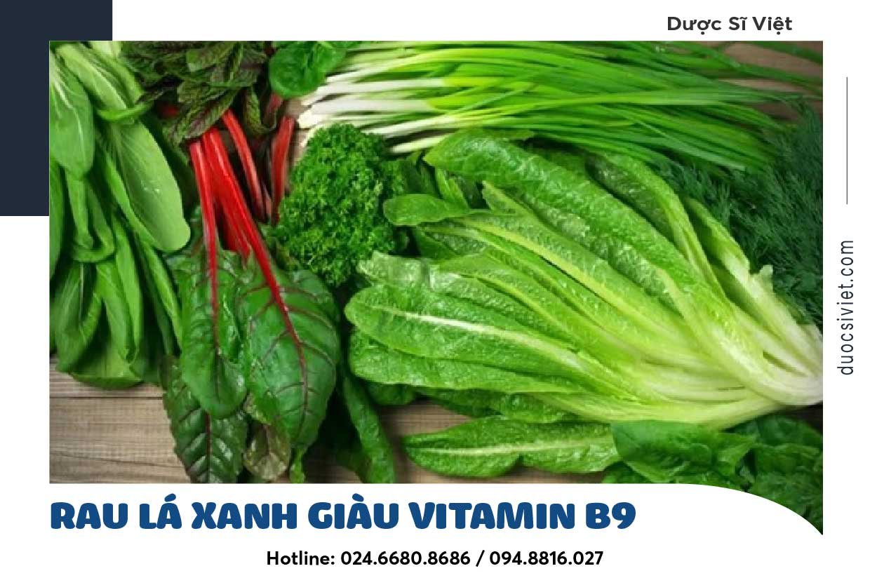 Rau lá xanh giàu vitamin B9